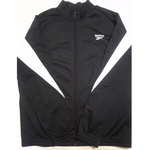 Reebok Men's RI Vector Knit Track Top, Black and White, Size Med